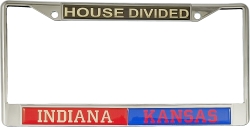 View Buying Options For The Indiana + Kansas House Divided Split License Plate Frame