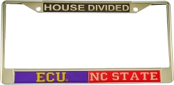 View Buying Options For The East Carolina + North Carolina State House Divided Split License Plate Frame