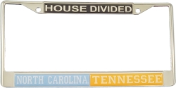 View Buying Options For The North Carolina + Tennessee House Divided Split License Plate Frame
