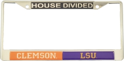 View Buying Options For The Clemson + LSU House Divided Split License Plate Frame