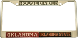 View Buying Options For The Oklahoma + Oklahoma State House Divided Split License Plate Frame