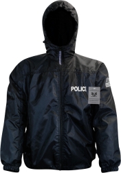 View Buying Options For The Rapid Dominance Police Text With Shoulder Flag Solid Mens Windbreaker Jacket