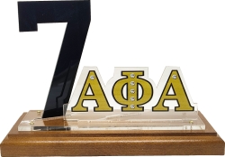 View Buying Options For The Alpha Phi Alpha Acrylic Desktop Line #7 With Wooden Base