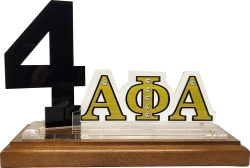 View Buying Options For The Alpha Phi Alpha Acrylic Desktop Line #4 With Wooden Base