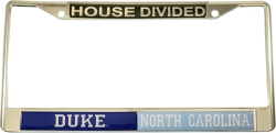 View Buying Options For The Duke + North Carolina House Divided Split License Plate Frame