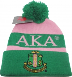 View Buying Options For The Alpha Kappa Alpha Sorority Ladies Knit Beanie with Ball