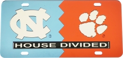 View Buying Options For The North Carolina + Clemson House Divided Split License Plate Tag
