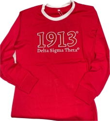 View Product Detials For The Delta Sigma Theta Cotton Ladies Long-Sleeve Shirt