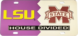 View Buying Options For The LSU + Mississippi State House Divided Split License Plate Tag