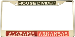 View Buying Options For The Alabama + Arkansas House Divided Split License Plate Frame