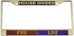 View Buying Options For The Florida State + LSU House Divided Split License Plate Frame