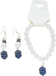 View Buying Options For The Zeta Phi Beta Crest Charm Pearl Bracelet & Earrings Set