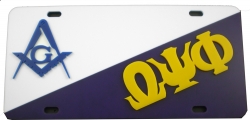 View Buying Options For The Mason + Omega Psi Phi Two Group Split License Plate