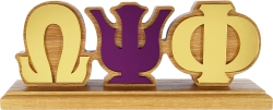 View Buying Options For The Omega Psi Phi Wood Desk Top Letters With Color Base