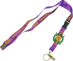 View Product Detials For The Omega Psi Phi PVC Escutcheon Shield Break-Away Lanyard Keychain