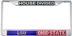 View Buying Options For The LSU + Ohio State House Divided Split License Plate Frame