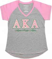 View Buying Options For The Big Boy Alpha Kappa Alpha Sparkle Divine 9 S14 V-Neck Ladies Tee
