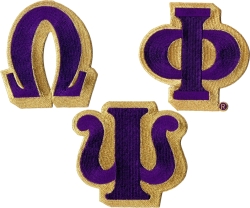 View Product Detials For The Omega Psi Phi Individual Letter Iron-On Patch Set