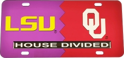 View Buying Options For The LSU + Oklahoma House Divided Split License Plate Tag