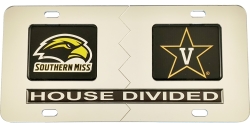 View Buying Options For The Southern Mississippi + Vanderbilt House Divided Split License Plate Tag
