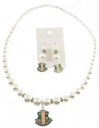 View Buying Options For The Alpha Kappa Alpha Crest Charm Pearl Earrings & Necklace Set