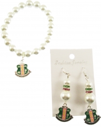 View Buying Options For The Alpha Kappa Alpha Crest Charm Pearl Bracelet & Earrings Set