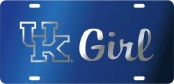 View Buying Options For The University of Kentucky Girl Laser Cut Inlaid UK Logo Mirror Car Tag