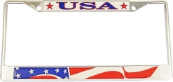 View Buying Options For The United States Waving Flag Domed USA Metal License Plate Frame