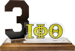 View Buying Options For The Iota Phi Theta Acrylic Desktop Line #3 With Wooden Base