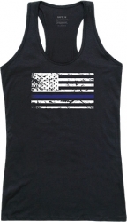 View Buying Options For The RapDom Thin Blue Line US Flag Graphic Womens Tank Top