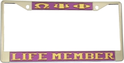 View Product Detials For The Omega Psi Phi Life Member License Plate Frame