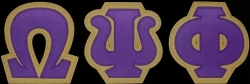 View Buying Options For The Omega Psi Phi Satin Tackle Twill Letters Iron-On Patch Set