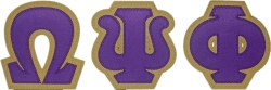 View Buying Options For The Omega Psi Phi Satin Tackle Twill Letters Iron-On Patch Set