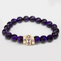 View Product Detials For The Omega Psi Phi Natural Stone Bead Bracelet