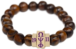 View Buying Options For The Omega Psi Phi Natural Wood Bead Bracelet