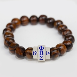 View Product Detials For The Phi Beta Sigma Natural Wood Bead Bracelet