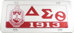 View Buying Options For The Delta Sigma Theta Domed Crest Outline Mirror Car Tag License Plate
