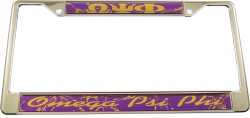 View Buying Options For The Omega Psi Phi Domed Script License Plate Frame