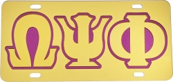 View Buying Options For The Omega Psi Phi Outlined Color Mirror License Plate
