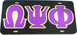 View Product Detials For The Omega Psi Phi Outlined Mirror License Plate