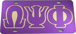 View Buying Options For The Omega Psi Phi Outlined Mirror License Plate