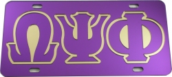 View Buying Options For The Omega Psi Phi Outlined Color Mirror License Plate