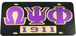 View Product Detials For The Omega Psi Phi 1911 Mirror Insert Car Tag License Plate