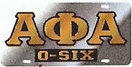 View Buying Options For The Alpha Phi Alpha O-Six Mirror Insert Car Tag License Plate