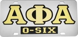 View Buying Options For The Alpha Phi Alpha O-Six Mirror Insert Tag License Plate