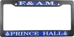 View Buying Options For The Prince Hall Mason F.& A.M. Text Decal Plastic License Plate Frame