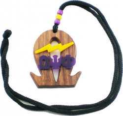View Buying Options For The Omega Psi Phi Que Lightning Bolt Wood Symbol Medallion