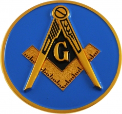 View Product Detials For The Mason Blue House Symbol Classic Round Car Emblem