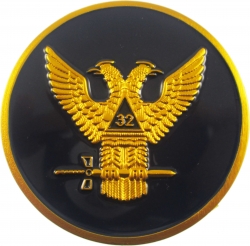 View Product Detials For The Scottish Rite 32nd Degree Wings Up Round Car Emblem