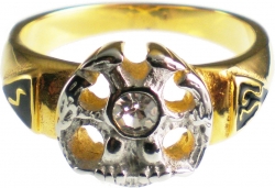 View Product Detials For The Scottish Rite 32nd Degree Wings Down Rhinestone Mens Ring